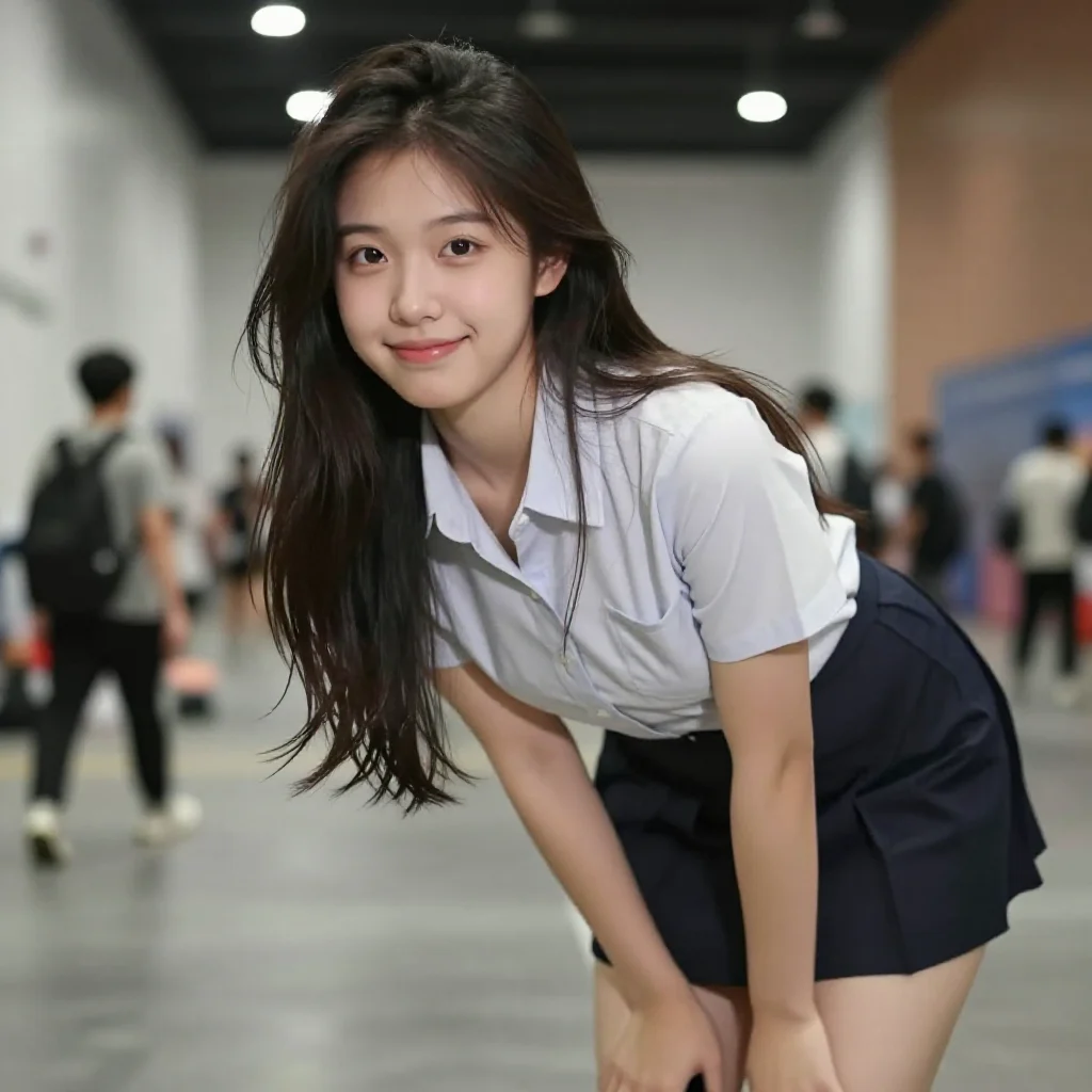 阳光下的校服少女主题图片 0034，杰作，最佳画质，极致细节，照片级写实 , 动漫展抓拍风格