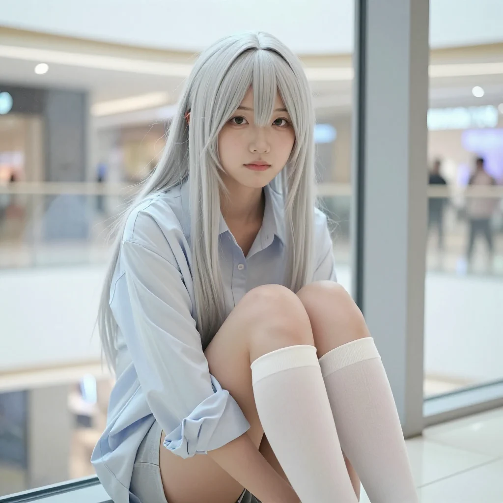 银发少女的日常写真主题图片 0078，杰作，最佳画质，极致细节，照片级写实 , 清新角色私摄风格