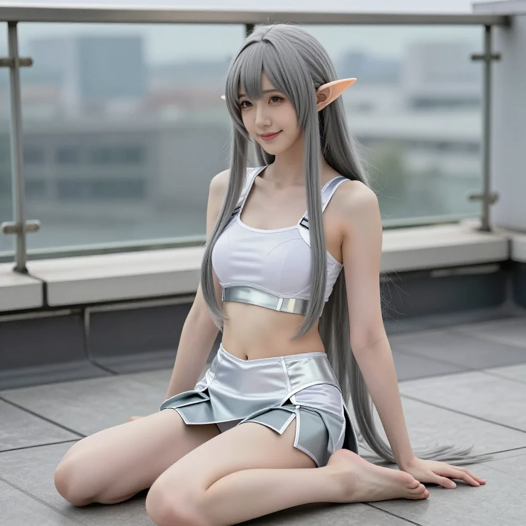 银发精灵少女的午后主题图片 0099，杰作，最佳画质，极致细节，照片级写实 , 角色扮演人像摄影风格