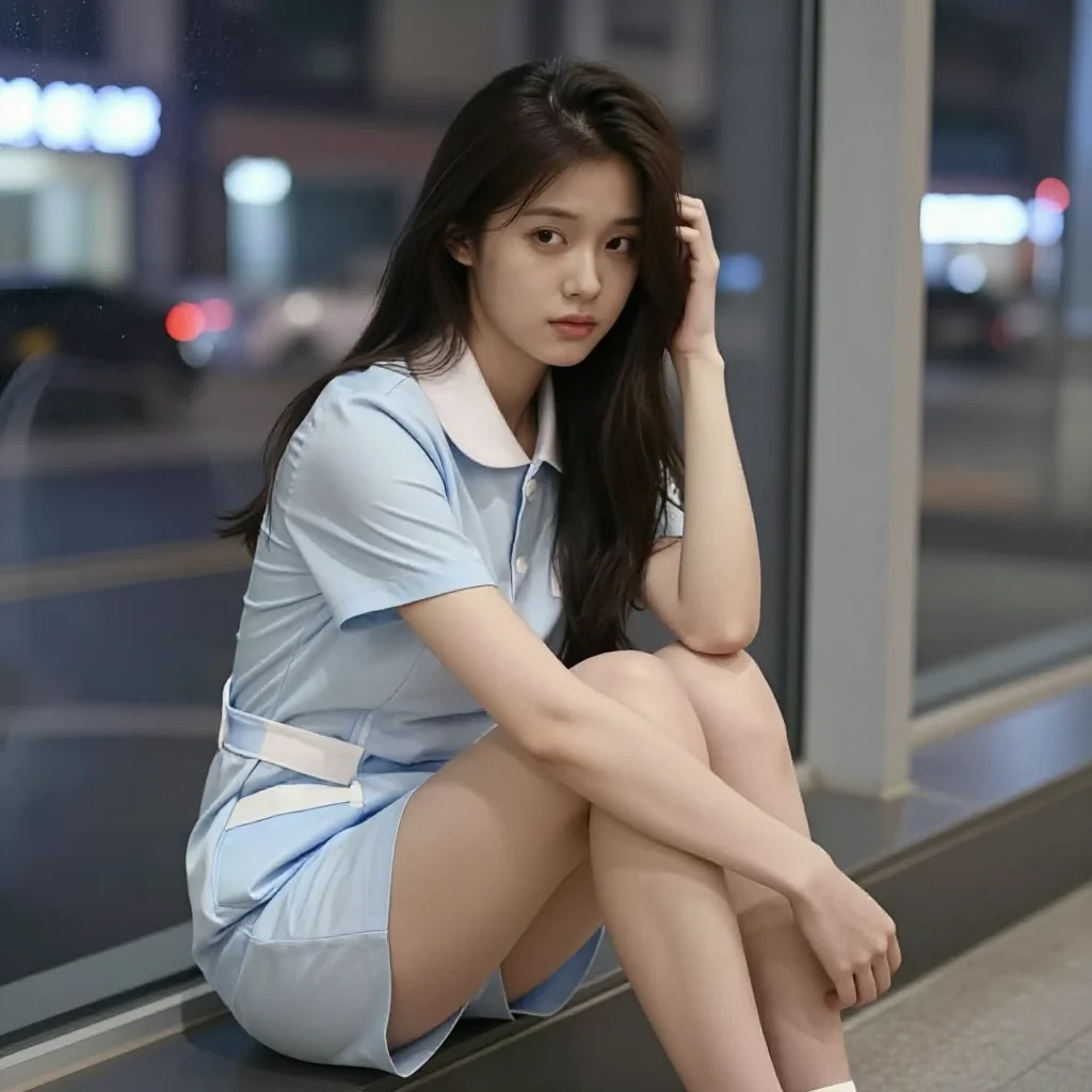 街头护士的温柔日常主题图片 0164，杰作，最佳画质，极致细节，照片级写实 , 都市街拍纪实风