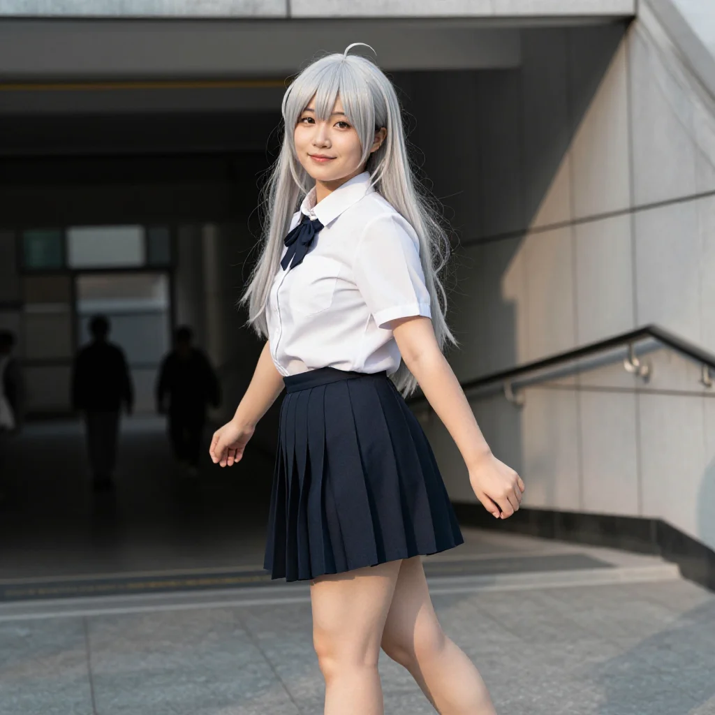 银发少女的校园日常主題圖片 0259，杰作，最佳画质，极致细节，照片级写实 , 动漫展抓拍风格