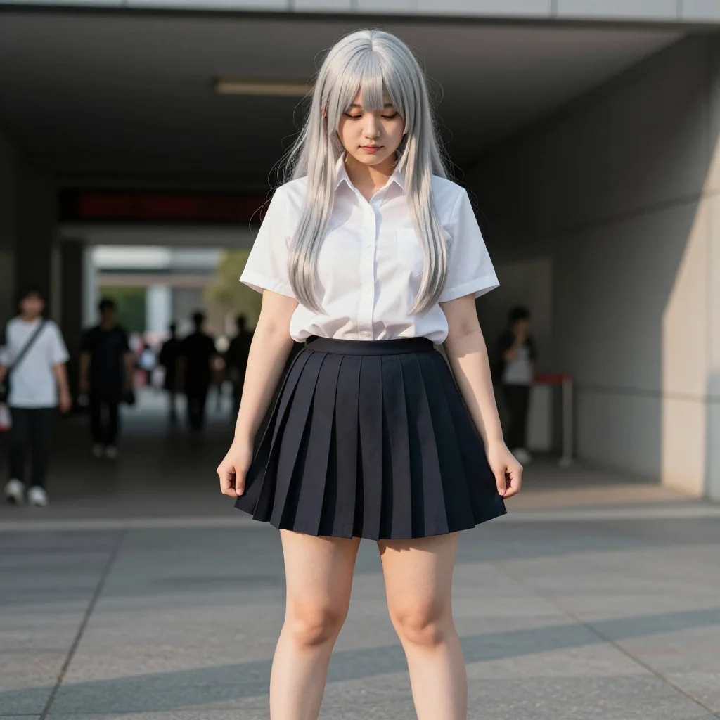 银发少女的校园日常主题图片 0262，杰作，最佳画质，极致细节，照片级写实 , 动漫展抓拍风格