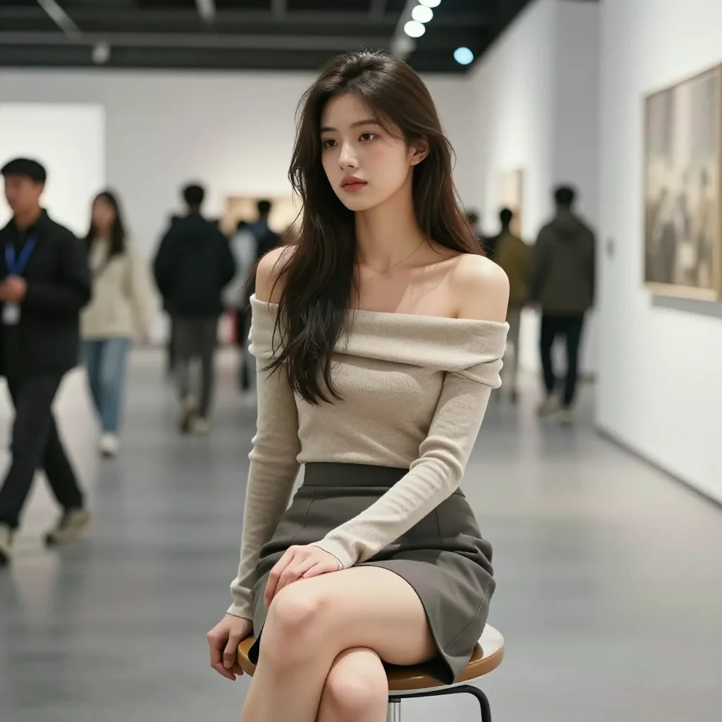 美术馆里的温柔时刻主题图片 0268，杰作，最佳画质，极致细节，照片级写实 , 展会环境叙事风格