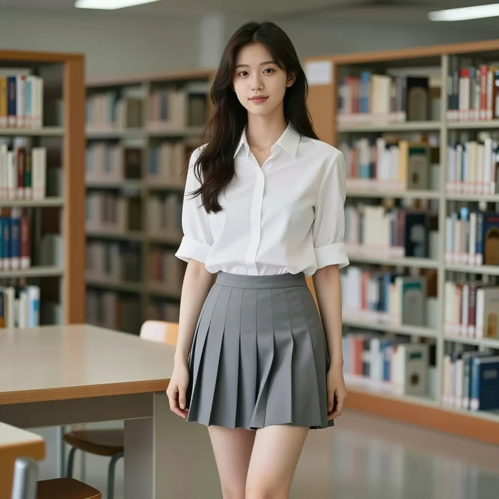 图书馆里的学姐主題圖片 0308，杰作，最佳画质，极致细节，照片级写实 , 都市街拍纪实风