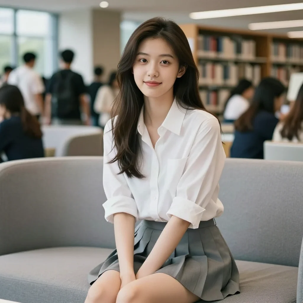 图书馆里的学姐主題圖片 0310，杰作，最佳画质，极致细节，照片级写实 , 都市街拍纪实风