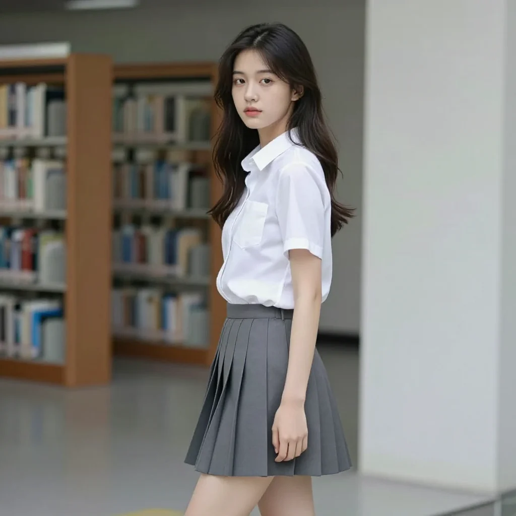 图书馆里的学姐主題圖片 0311，杰作，最佳画质，极致细节，照片级写实 , 都市街拍纪实风