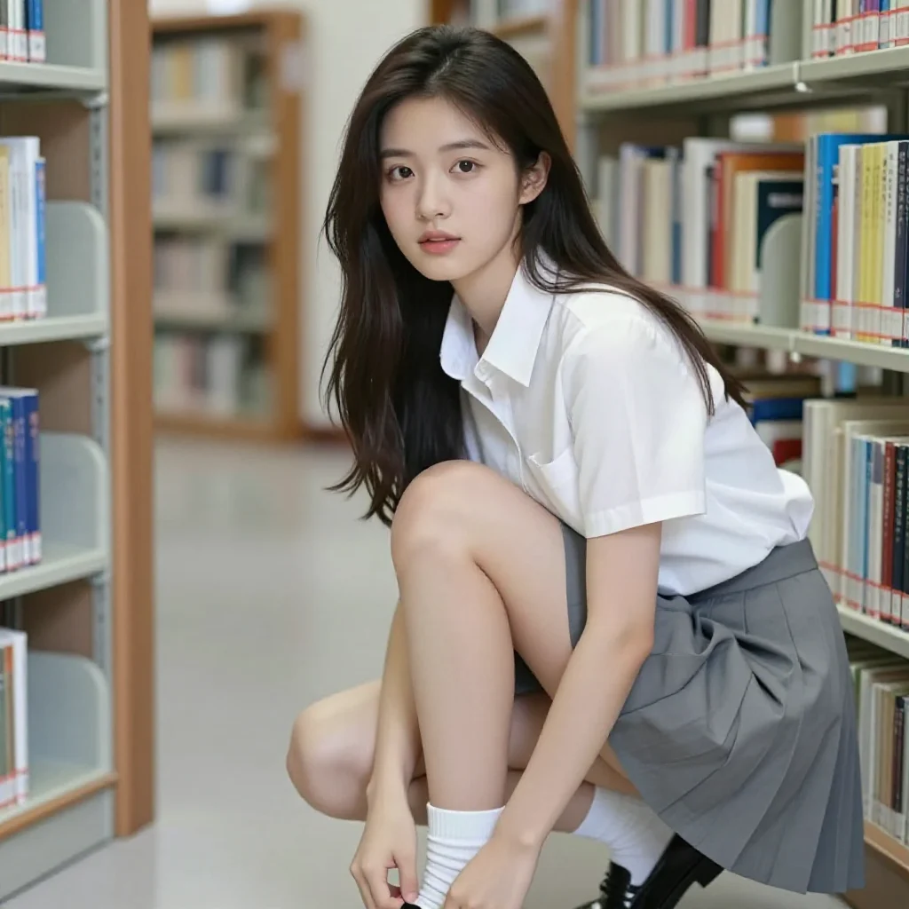 图书馆里的学姐主題圖片 0313，杰作，最佳画质，极致细节，照片级写实 , 都市街拍纪实风