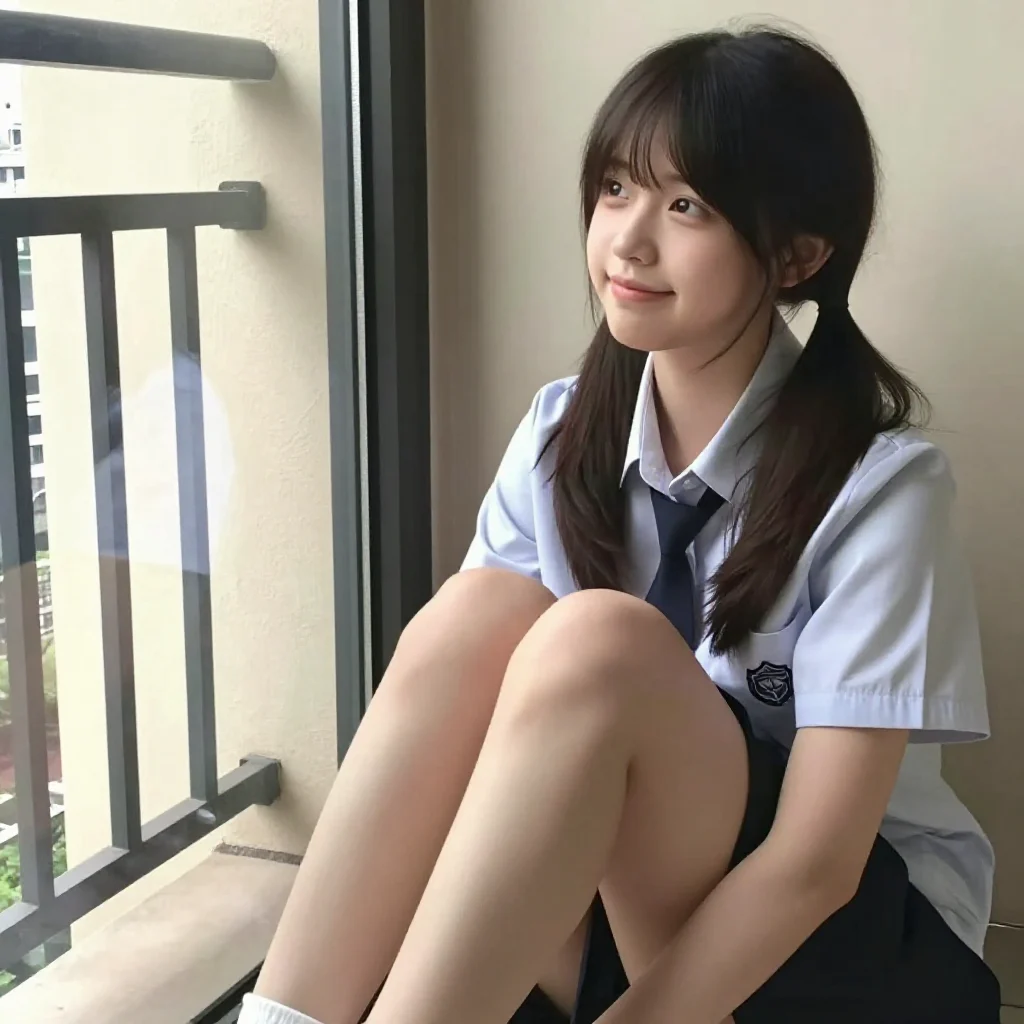 窗边的校服少女主題圖片 0357，杰作，最佳画质，极致细节，照片级写实 , 现场氛围感抓拍风格