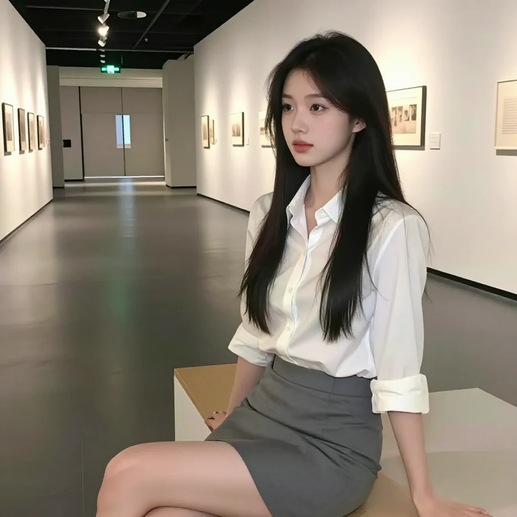 美术馆里的静谧时光主題圖片 0432，杰作，最佳画质，极致细节，照片级写实 , 展馆自然光写真风格