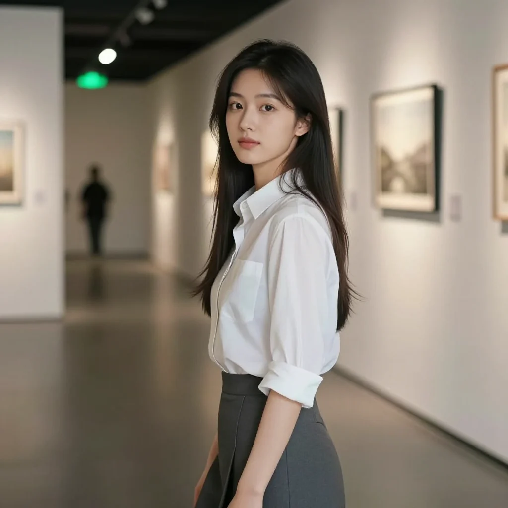 美术馆里的静谧时光主題圖片 0435，杰作，最佳画质，极致细节，照片级写实 , 展馆自然光写真风格