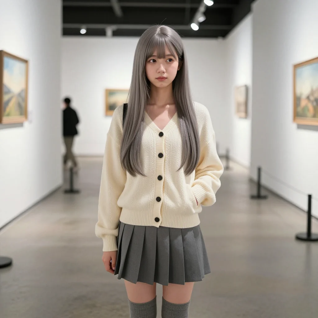 美术馆里的温柔日常主題圖片 0456，杰作，最佳画质，极致细节，照片级写实 , 日系少女感摄影风格