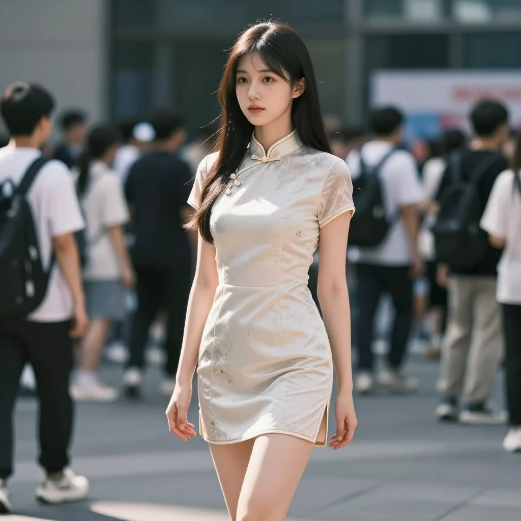 旗袍少女的日常主題圖片 0494，杰作，最佳画质，极致细节，照片级写实 , 都市街拍纪实风