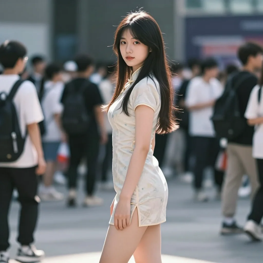 旗袍少女的日常主題圖片 0499，杰作，最佳画质，极致细节，照片级写实 , 都市街拍纪实风