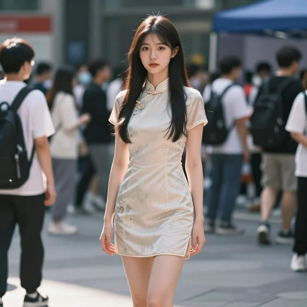 旗袍少女的日常主題圖片 0500，杰作，最佳画质，极致细节，照片级写实 , 都市街拍纪实风