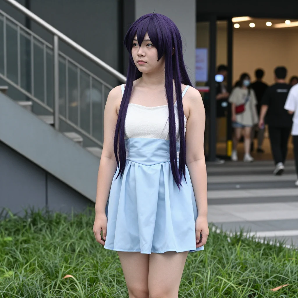 紫发少女的校园日常主題圖片 0557，杰作，最佳画质，极致细节，照片级写实 , 都市街拍纪实风