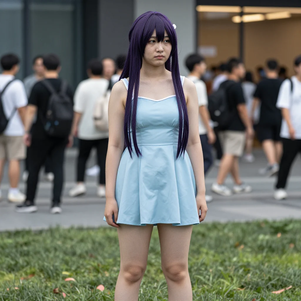 紫发少女的校园日常主題圖片 0558，杰作，最佳画质，极致细节，照片级写实 , 都市街拍纪实风