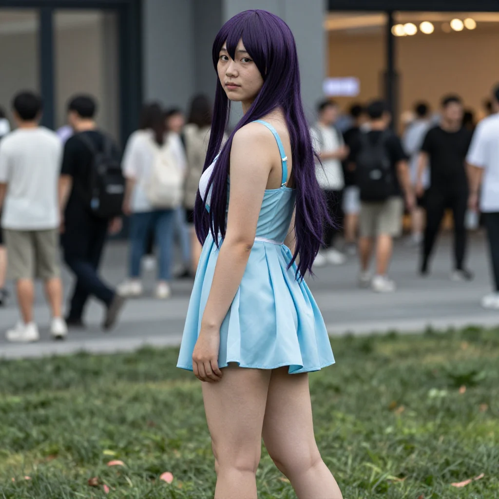 紫发少女的校园日常主題圖片 0559，杰作，最佳画质，极致细节，照片级写实 , 都市街拍纪实风