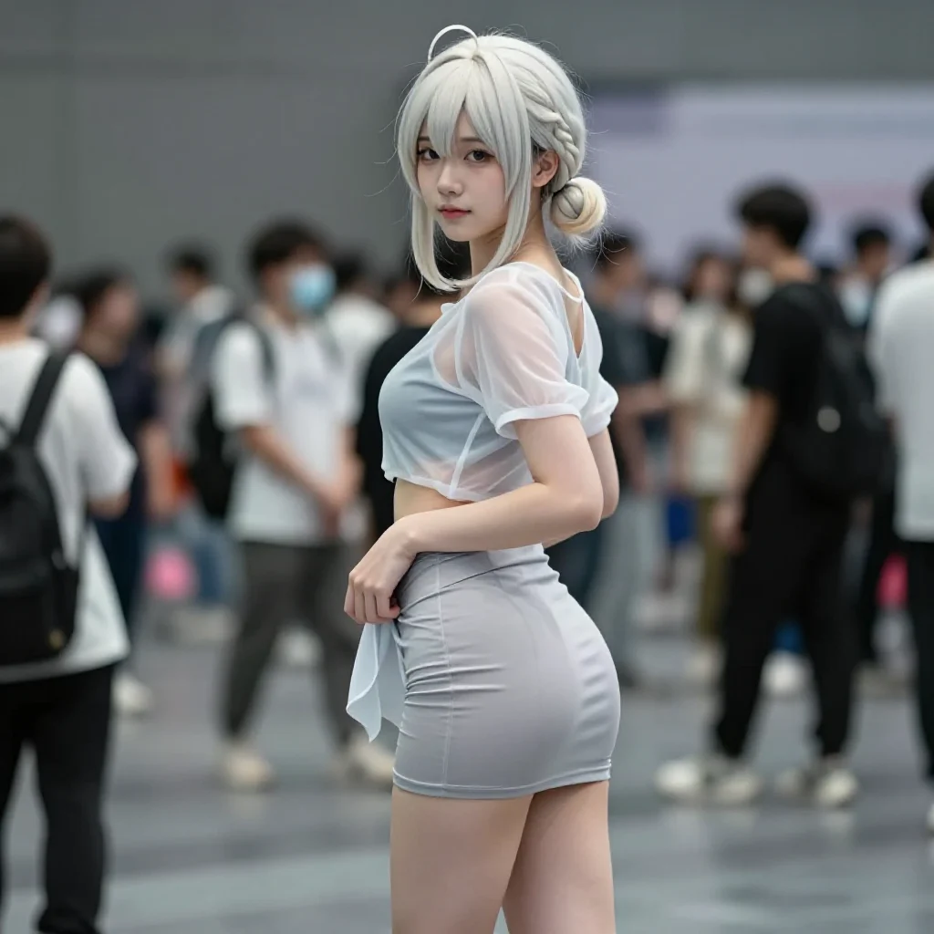 银发少女的校园漫步主題圖片 0565，杰作，最佳画质，极致细节，照片级写实 , 轻纪实二次元人像风格