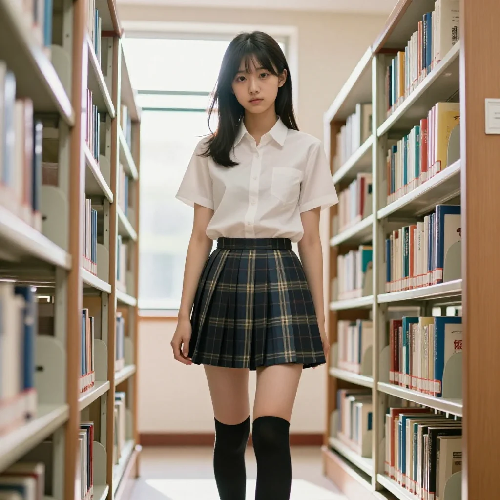 图书馆里的学姐主題圖片 0596，杰作，最佳画质，极致细节，照片级写实 , 逆光氛围人像风格