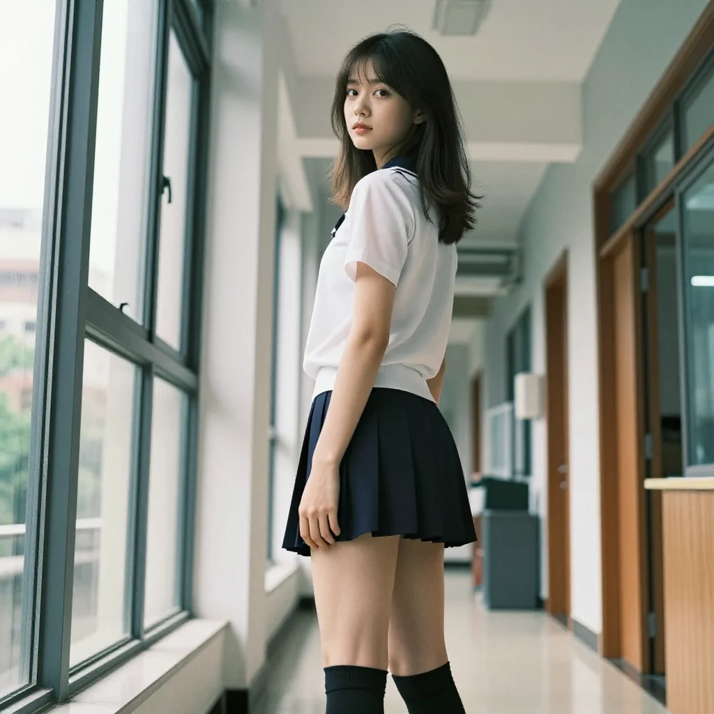 走廊里的青春日常主題圖片 0630，杰作，最佳画质，极致细节，照片级写实 , 胶片质感摄影风格