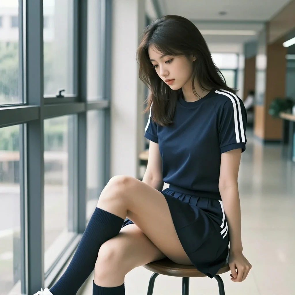 走廊里的青春日常主題圖片 0631，杰作，最佳画质，极致细节，照片级写实 , 胶片质感摄影风格