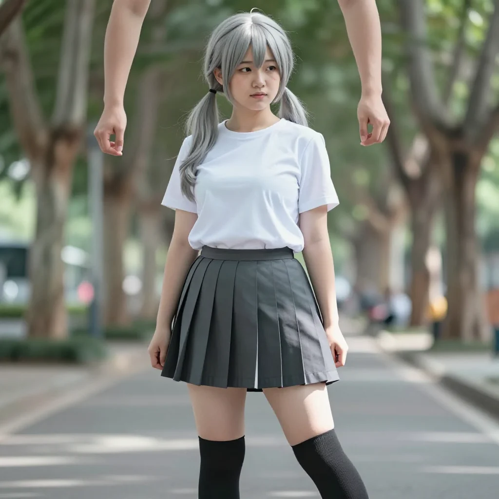 银发少女的校园日常主題圖片 0679，杰作，最佳画质，极致细节，照片级写实 , 空气感人像风格