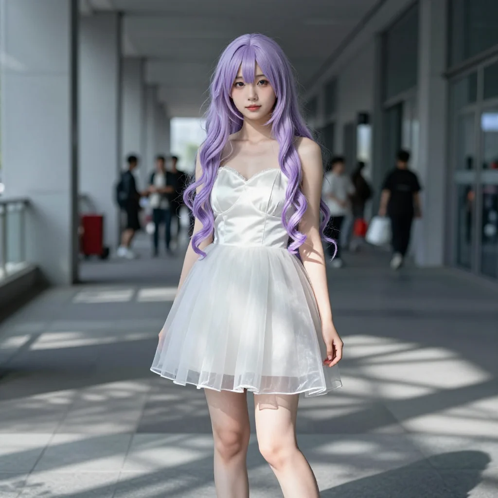 窗边的紫发少女主題圖片 0690，杰作，最佳画质，极致细节，照片级写实 , 清透漫展人像风格