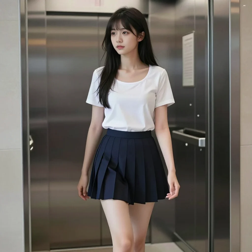电梯里的少女感主題圖片 0691，杰作，最佳画质，极致细节，照片级写实 , 柔光角色人像风格