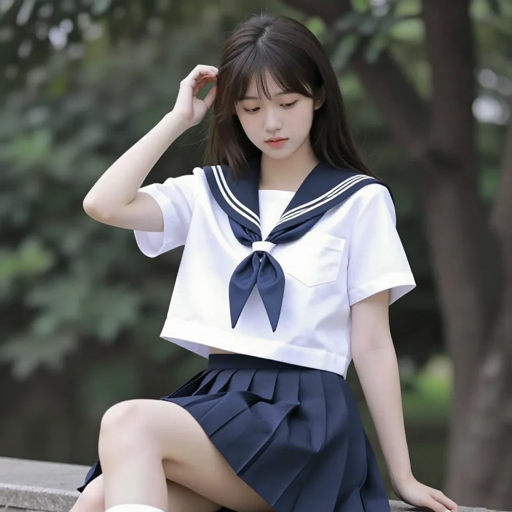 窗边的校园少女主題圖片 0729，杰作，最佳画质，极致细节，照片级写实 , 日系清新写真风格