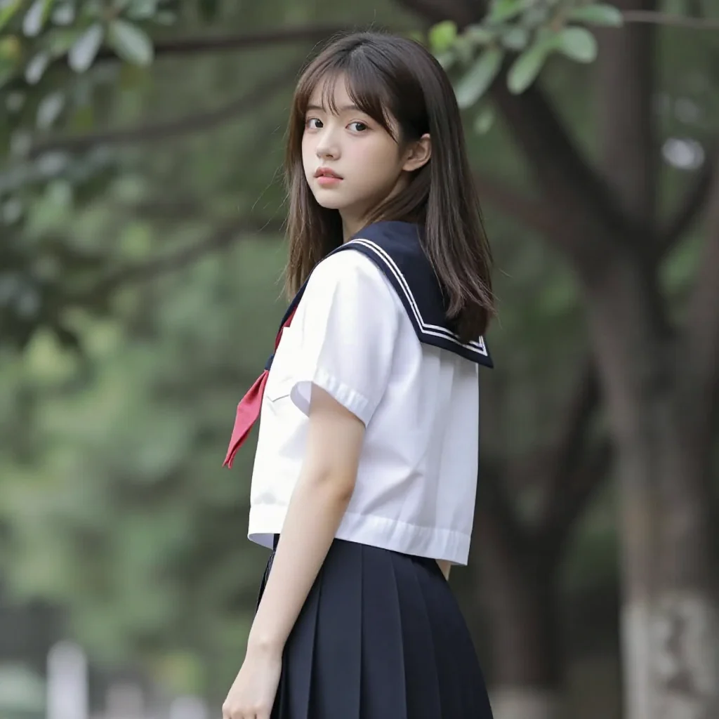 窗边的校园少女主題圖片 0733，杰作，最佳画质，极致细节，照片级写实 , 日系清新写真风格