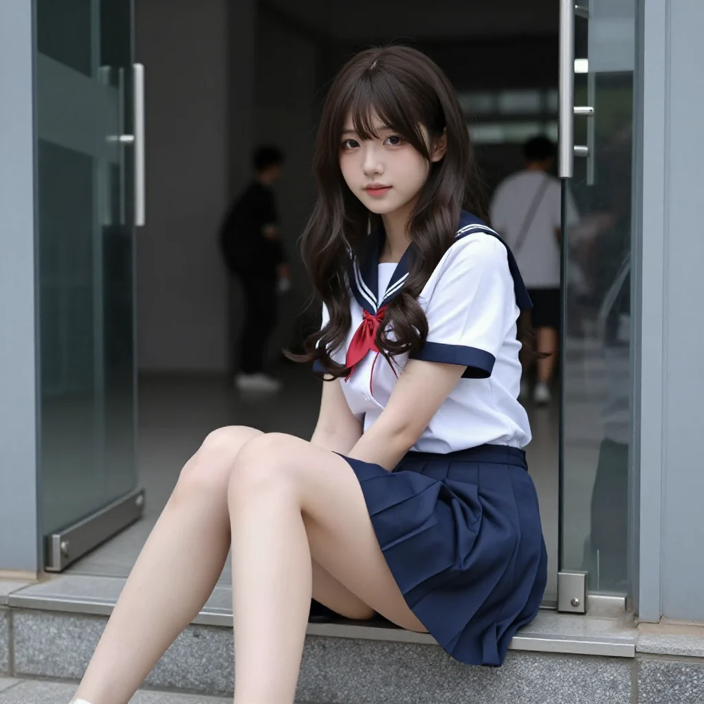 今日份校服少女主題圖片 0756，杰作，最佳画质，极致细节，照片级写实 , 动漫展抓拍风格