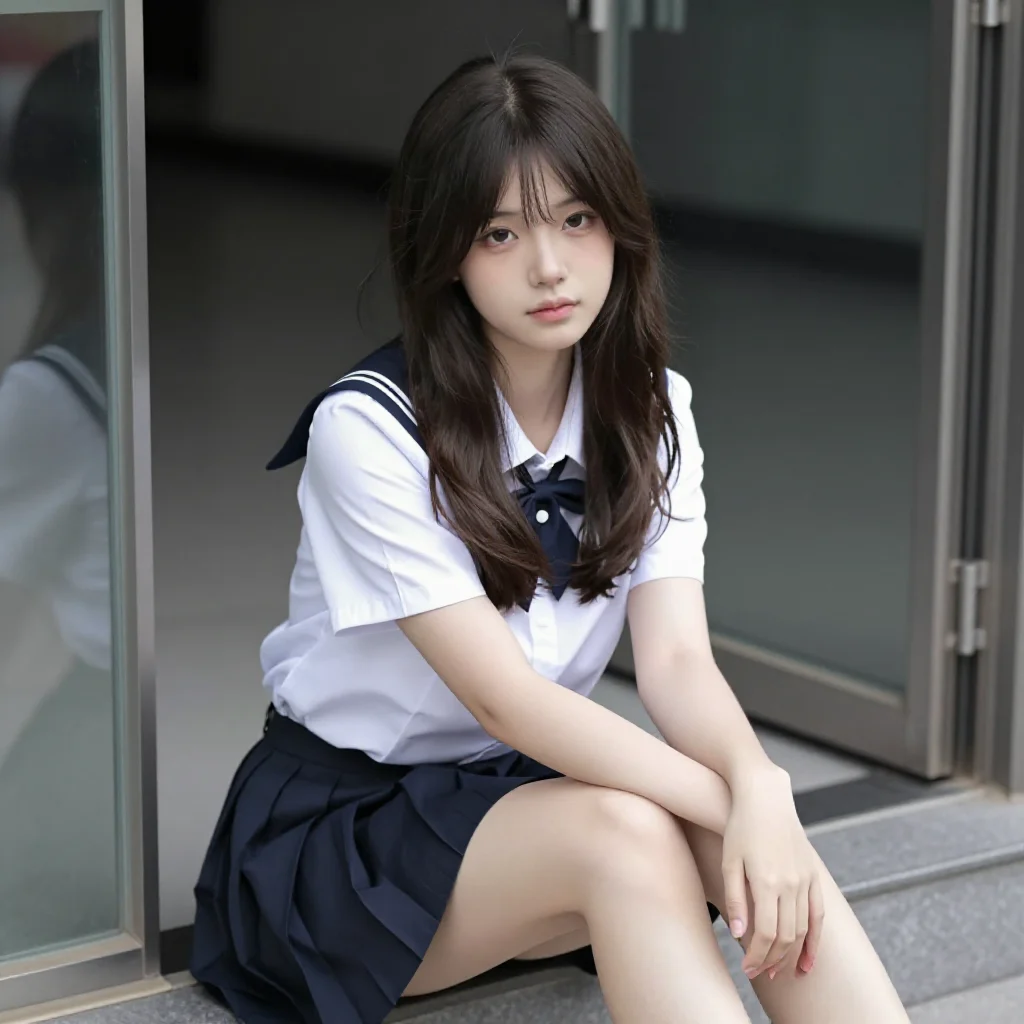 今日份校服少女主題圖片 0758，杰作，最佳画质，极致细节，照片级写实 , 动漫展抓拍风格