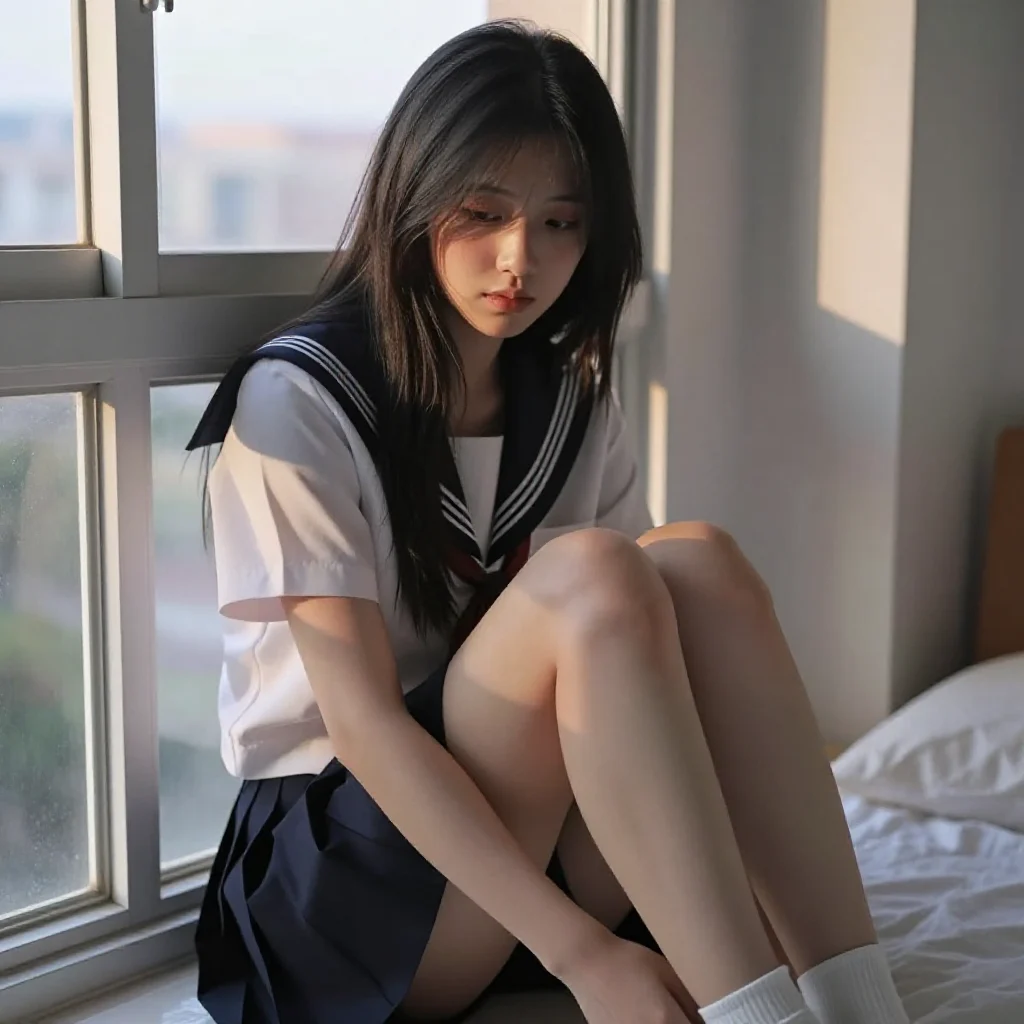 今日份日系校服少女主题图片 0853，杰作，最佳画质，极致细节，照片级写实 , 柔光角色人像风格