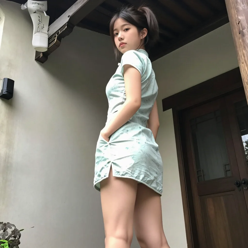 旗袍下的清冷少女主题图片 0875，杰作，最佳画质，极致细节，照片级写实 , 高细节服装展示风格