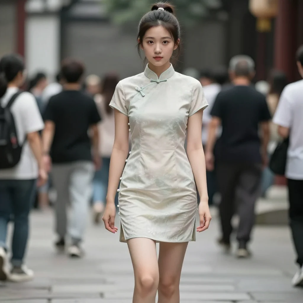 旗袍下的清冷少女主题图片 0879，杰作，最佳画质，极致细节，照片级写实 , 高细节服装展示风格