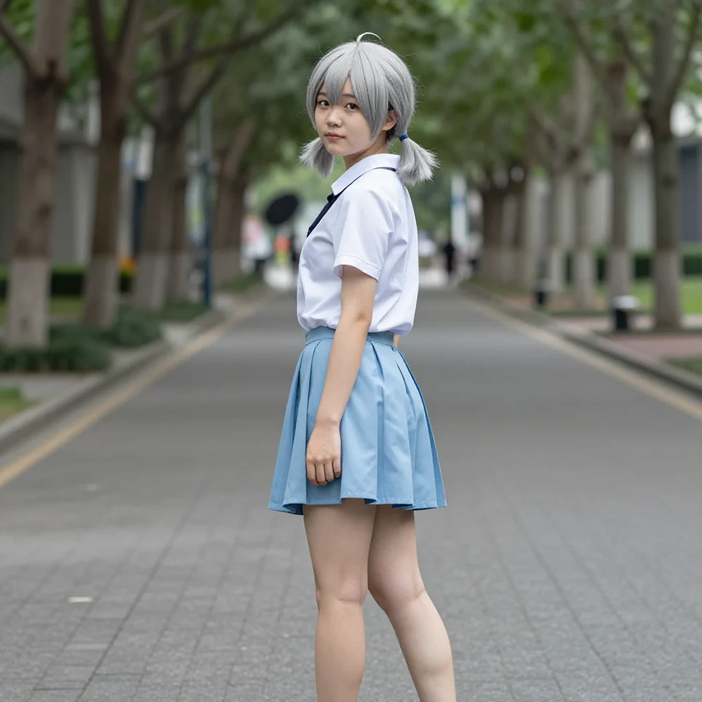 银发少女的校园日常主题图片 0890，杰作，最佳画质，极致细节，照片级写实 , 真实纪实摄影风格