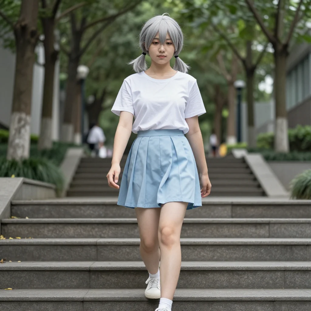 银发少女的校园日常主题图片 0892，杰作，最佳画质，极致细节，照片级写实 , 真实纪实摄影风格