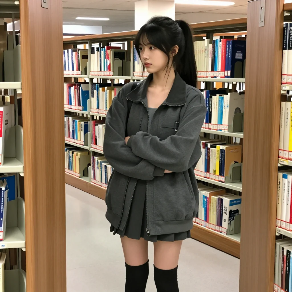 图书馆里的少女时光主题图片 0908，杰作，最佳画质，极致细节，照片级写实 , 真实纪实摄影风格