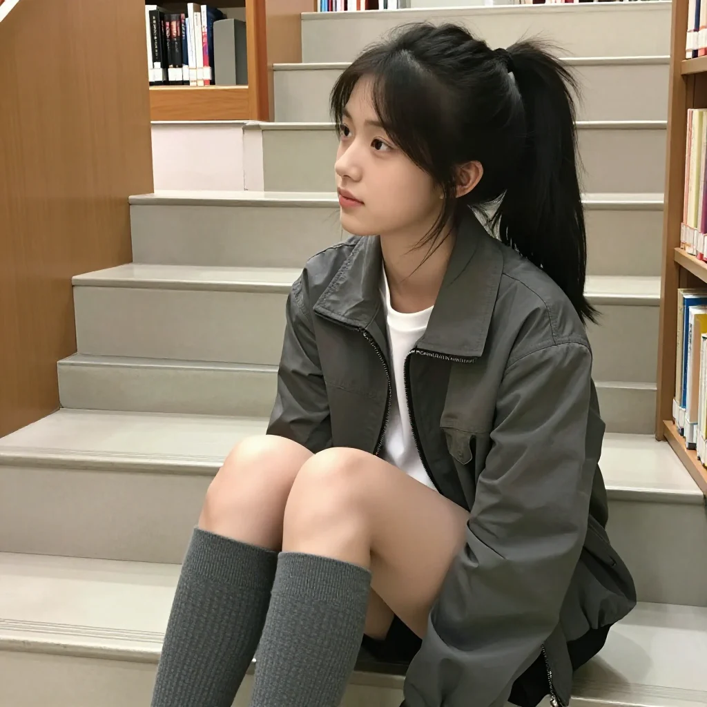 图书馆里的少女时光主题图片 0910，杰作，最佳画质，极致细节，照片级写实 , 真实纪实摄影风格