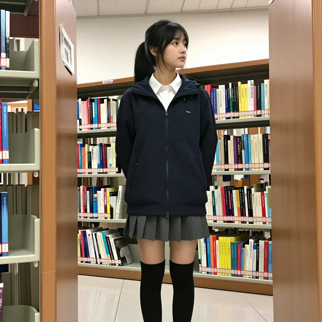 图书馆里的少女时光主题图片 0911，杰作，最佳画质，极致细节，照片级写实 , 真实纪实摄影风格