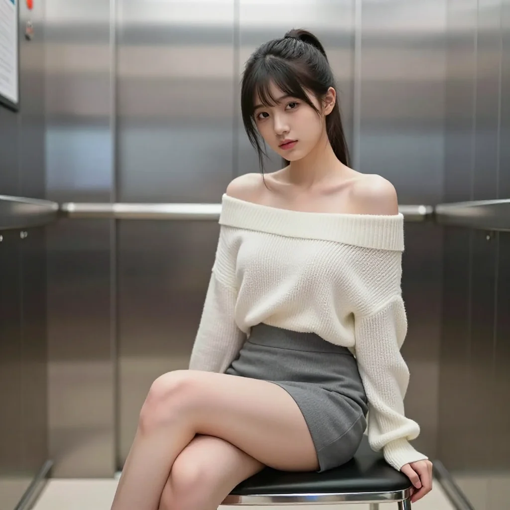 电梯里的温柔时刻主题图片 0979，杰作，最佳画质，极致细节，照片级写实 , 高还原角色摄影风格