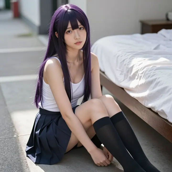 紫发少女的午后主题图片 0013，杰作，最佳画质，极致细节，照片级写实 , 偶遇抓拍风格