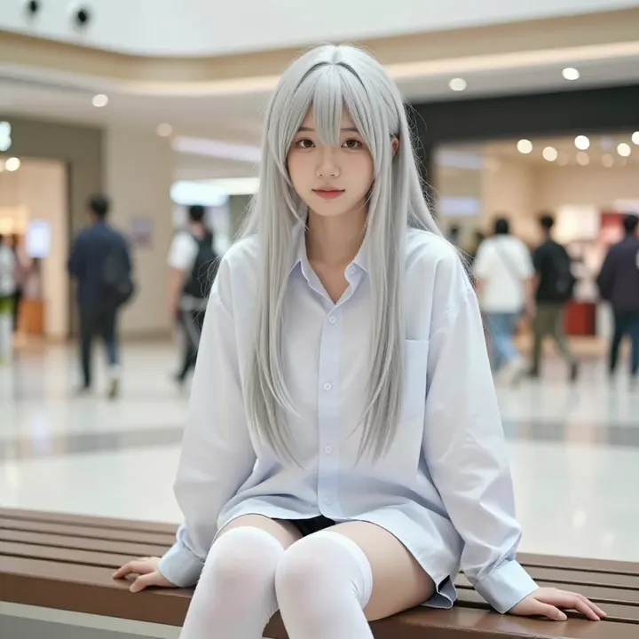 银发少女的日常写真主題圖片 0074，杰作，最佳画质，极致细节，照片级写实 , 清新角色私摄风格