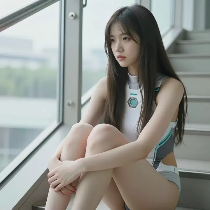 窗边的未来少女主题图片 0118，杰作，最佳画质，极致细节，照片级写实 , 展馆自然光写真风格