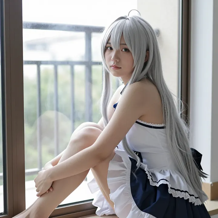 银发少女的校园写真主题图片 0133，杰作，最佳画质，极致细节，照片级写实 , 角色扮演人像摄影风格