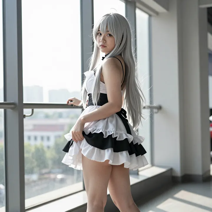 银发少女的校园写真主题图片 0134，杰作，最佳画质，极致细节，照片级写实 , 角色扮演人像摄影风格