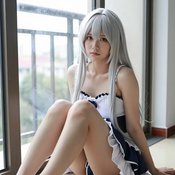 银发少女的校园写真主题图片 0135，杰作，最佳画质，极致细节，照片级写实 , 角色扮演人像摄影风格