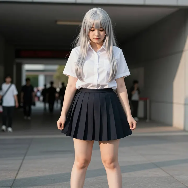 银发少女的校园日常主题图片 0262，杰作，最佳画质，极致细节，照片级写实 , 动漫展抓拍风格