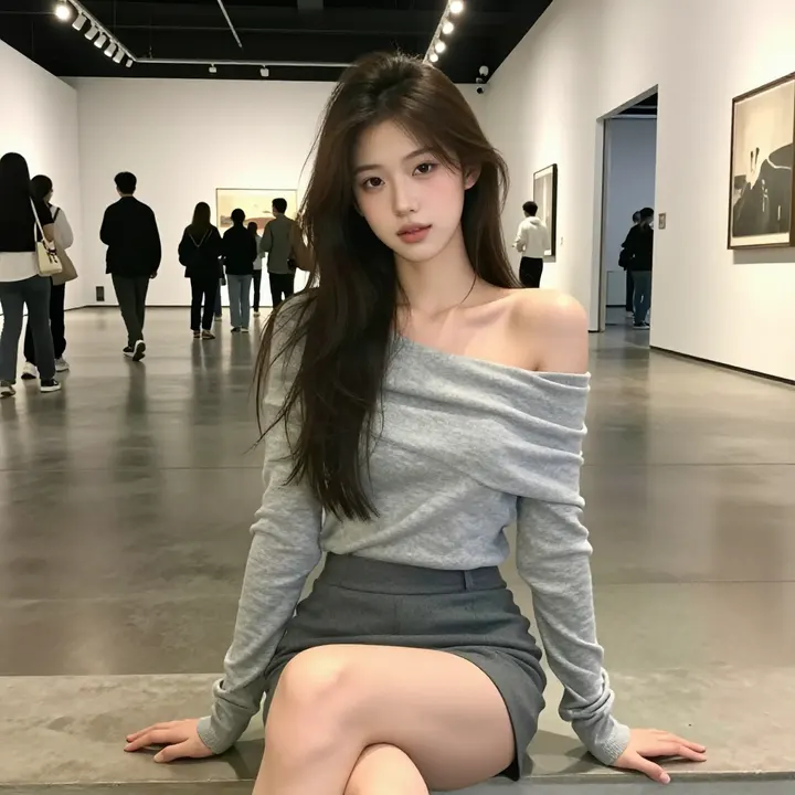 美术馆里的温柔时刻主题图片 0266，杰作，最佳画质，极致细节，照片级写实 , 展会环境叙事风格