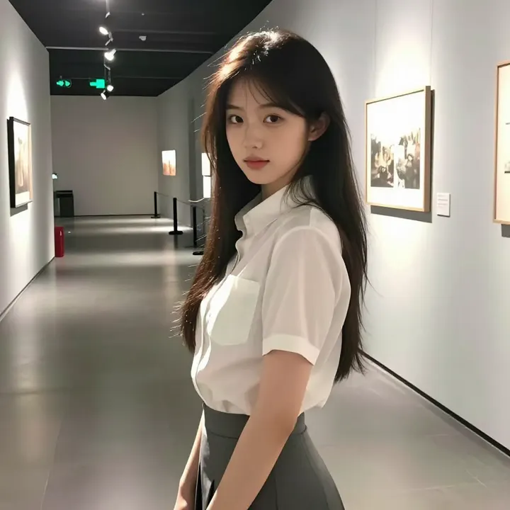 美术馆里的静谧时光主題圖片 0434，杰作，最佳画质，极致细节，照片级写实 , 展馆自然光写真风格